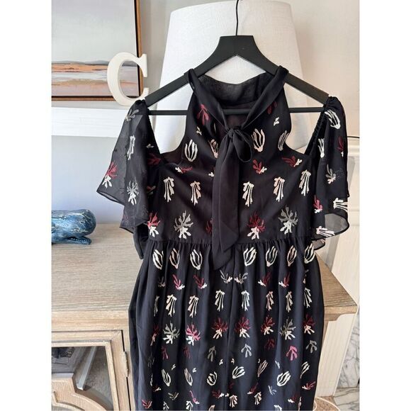 Caballero Coral Reef Dress Peek A Boo Shoulders Maxi Size Medium - Picture 6 of 11